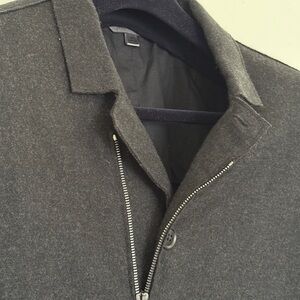 John Varvatos Biker Rick Gray Zip-Up Owens Jacket Zipper Wool and Leather HK